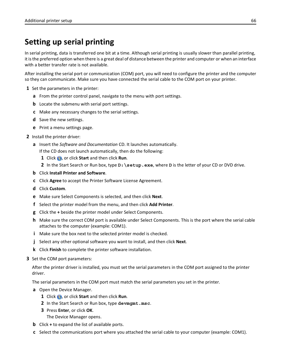 Setting up serial printing | Dell 3333/3335dn Mono Laser Printer User Manual | Page 66 / 302
