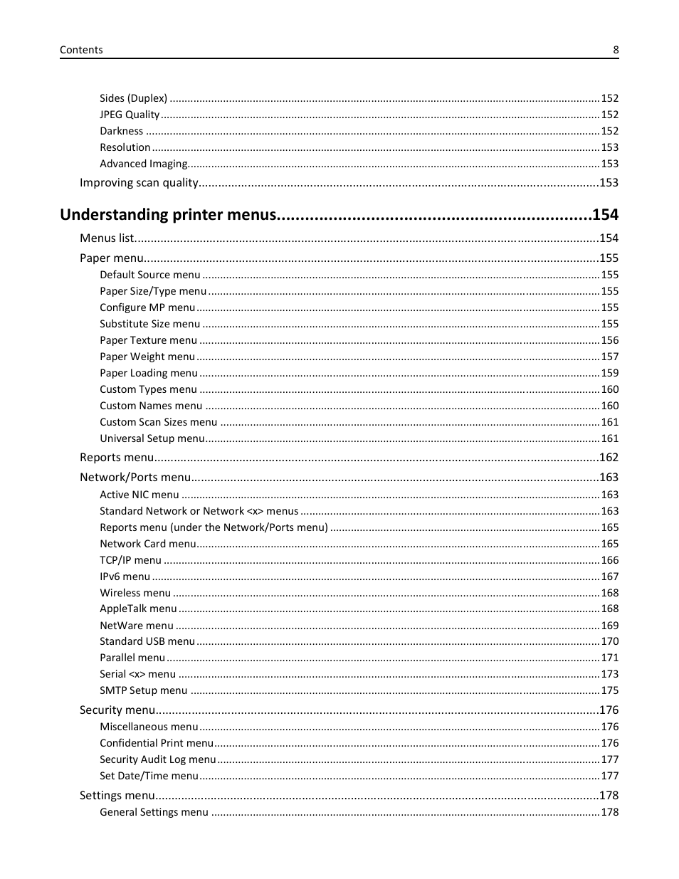 Understanding printer menus | Dell 3333/3335dn Mono Laser Printer User Manual | Page 8 / 302