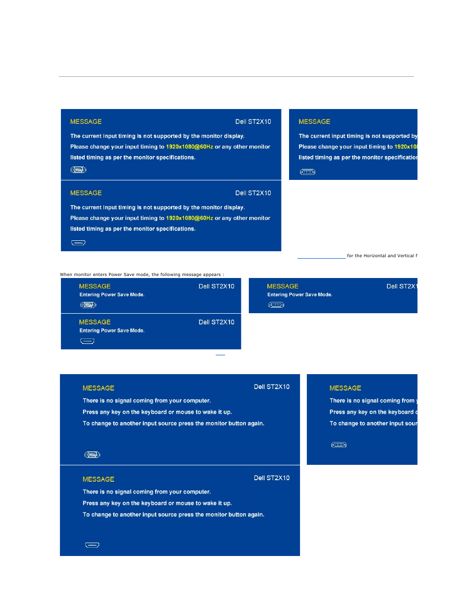Osd warning messages | Dell ST2310 Monitor User Manual | Page 22 / 33