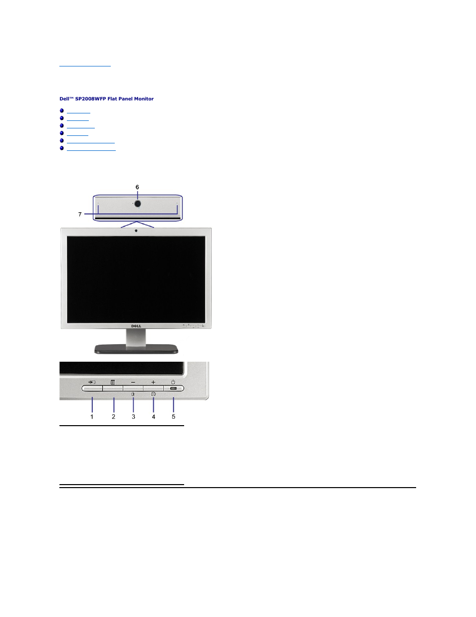 About your monitor, Front view, Back view | Dell SP2008WFP Monitor User Manual | Page 2 / 31