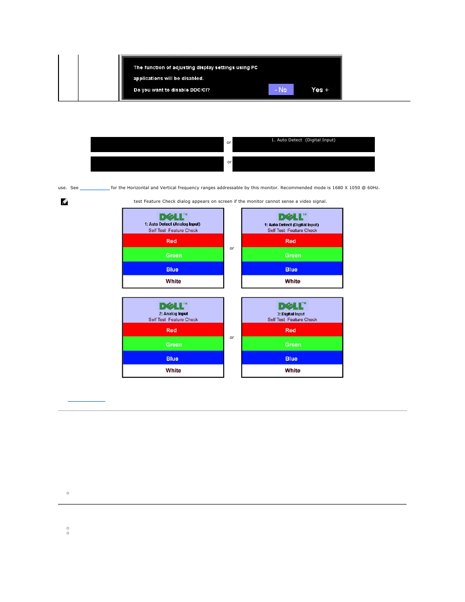 Setting the optimal resolution, Osd warning messages | Dell SP2008WFP Monitor User Manual | Page 24 / 31