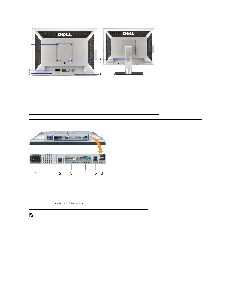 Bottom view, Side view | Dell SP2008WFP Monitor User Manual | Page 3 / 31