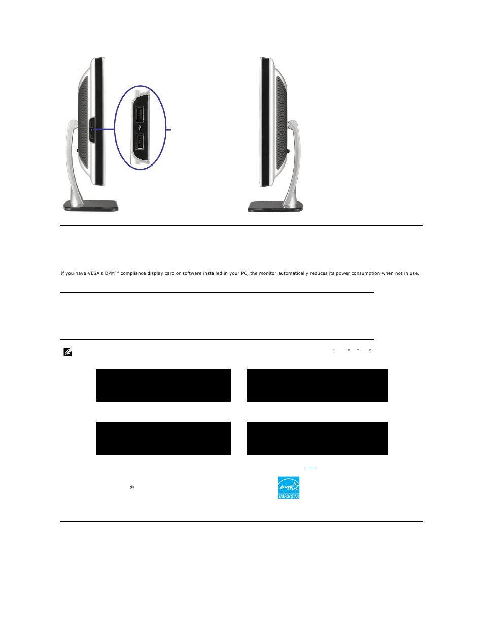 Monitor specifications, Power management modes, Pin assignments | Dell SP2008WFP Monitor User Manual | Page 4 / 31
