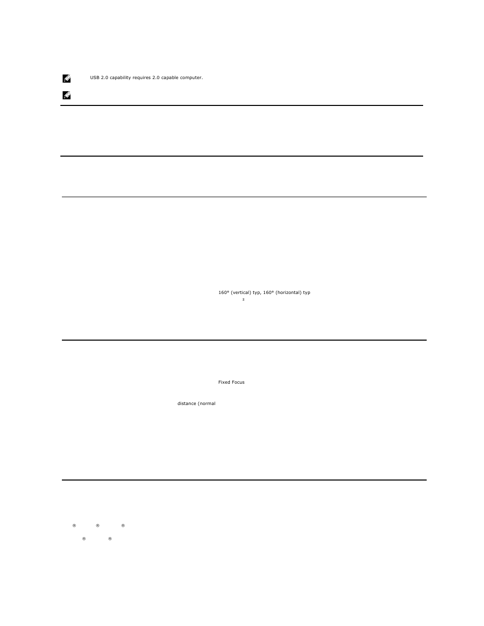 Plug and play capability, General, Flat panel | Webcam - mic specifications, Webcam - mic system requirements | Dell SP2008WFP Monitor User Manual | Page 6 / 31