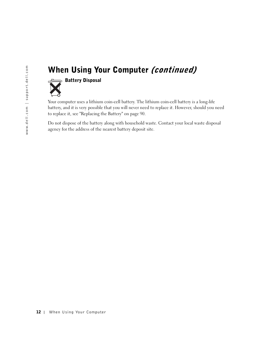Continued), When using your computer | Dell Dimension 2300 User Manual | Page 12 / 128