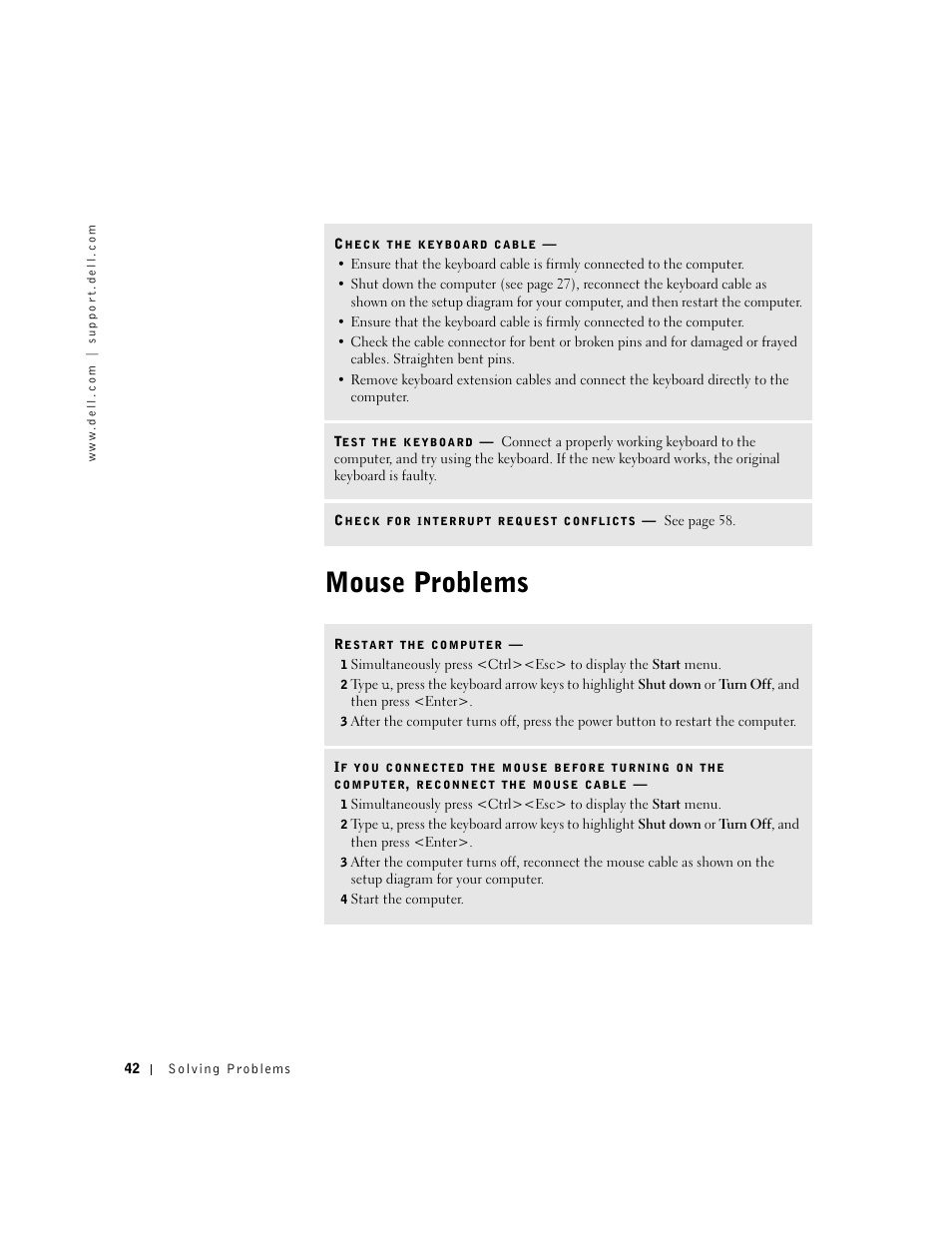 Mouse problems | Dell Dimension 2300 User Manual | Page 42 / 128