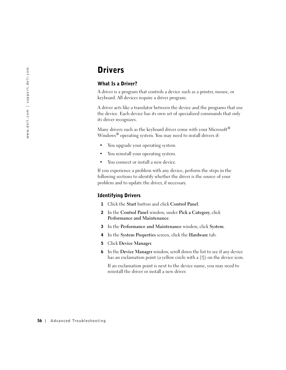 Drivers | Dell Dimension 2300 User Manual | Page 56 / 128