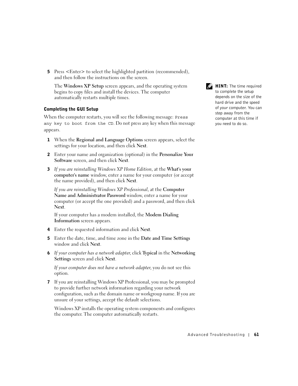 Dell Dimension 2300 User Manual | Page 61 / 128