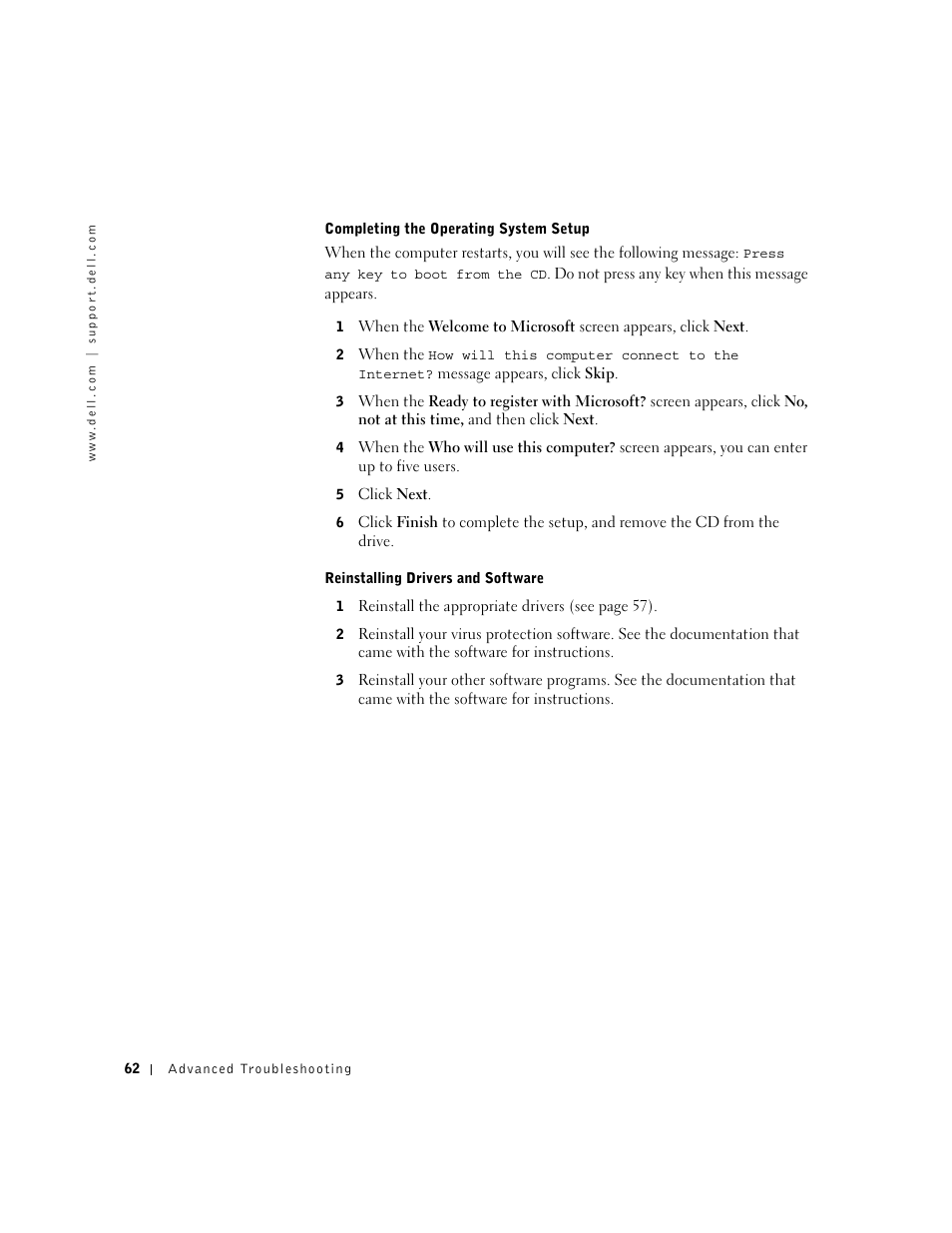 Dell Dimension 2300 User Manual | Page 62 / 128