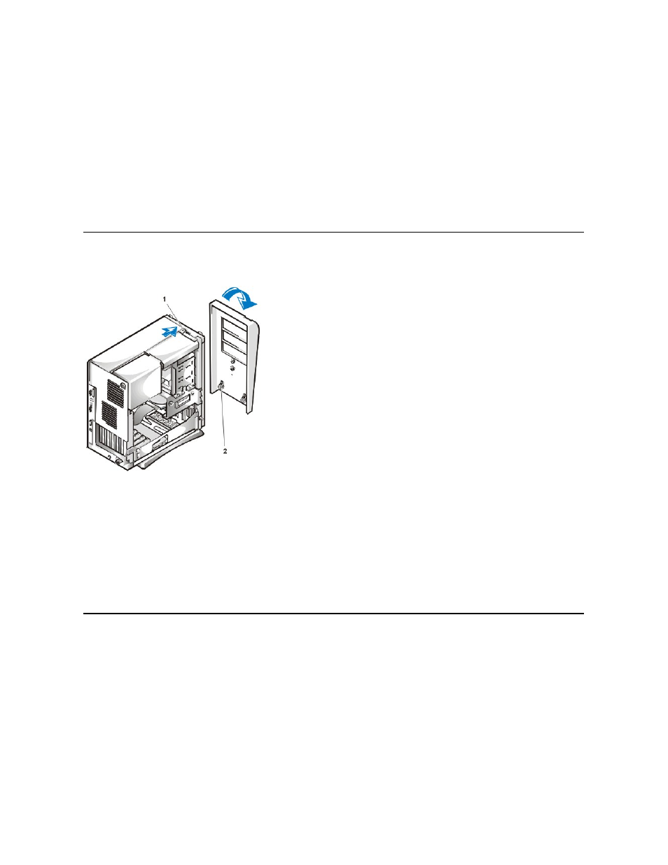 Front bezel, Eject, power, and reset buttons | Dell OptiPlex GX200 User Manual | Page 41 / 79