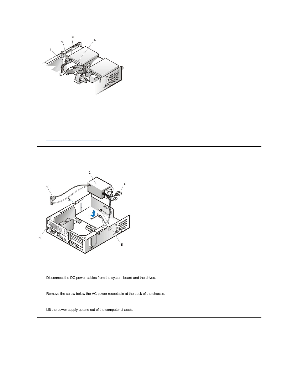 System power supply, Expansion-card cage, Remove the power supply | Dell OptiPlex GX200 User Manual | Page 70 / 79