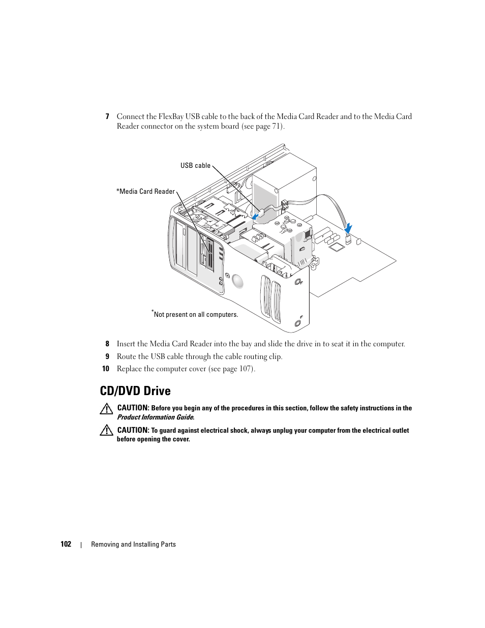 Cd/dvd drive | Dell Dimension 9150/XPS 400 User Manual | Page 102 / 148