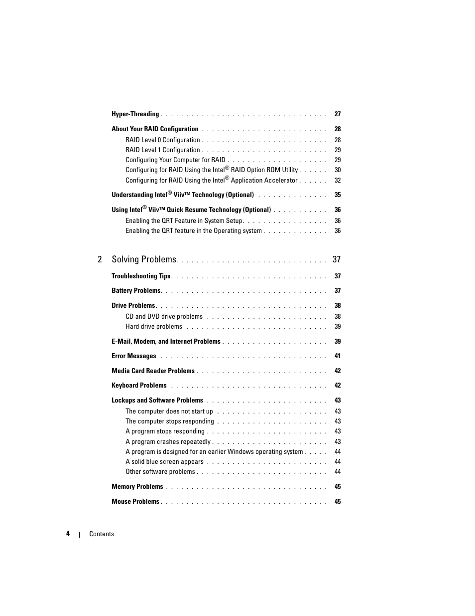 2solving problems | Dell Dimension 9150/XPS 400 User Manual | Page 4 / 148