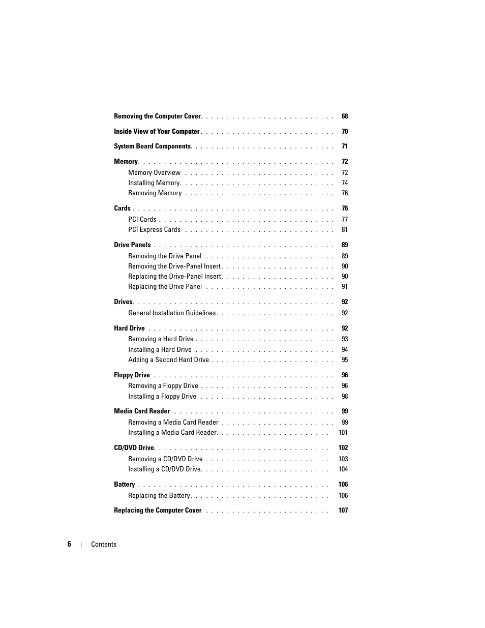 Dell Dimension 9150/XPS 400 User Manual | Page 6 / 148