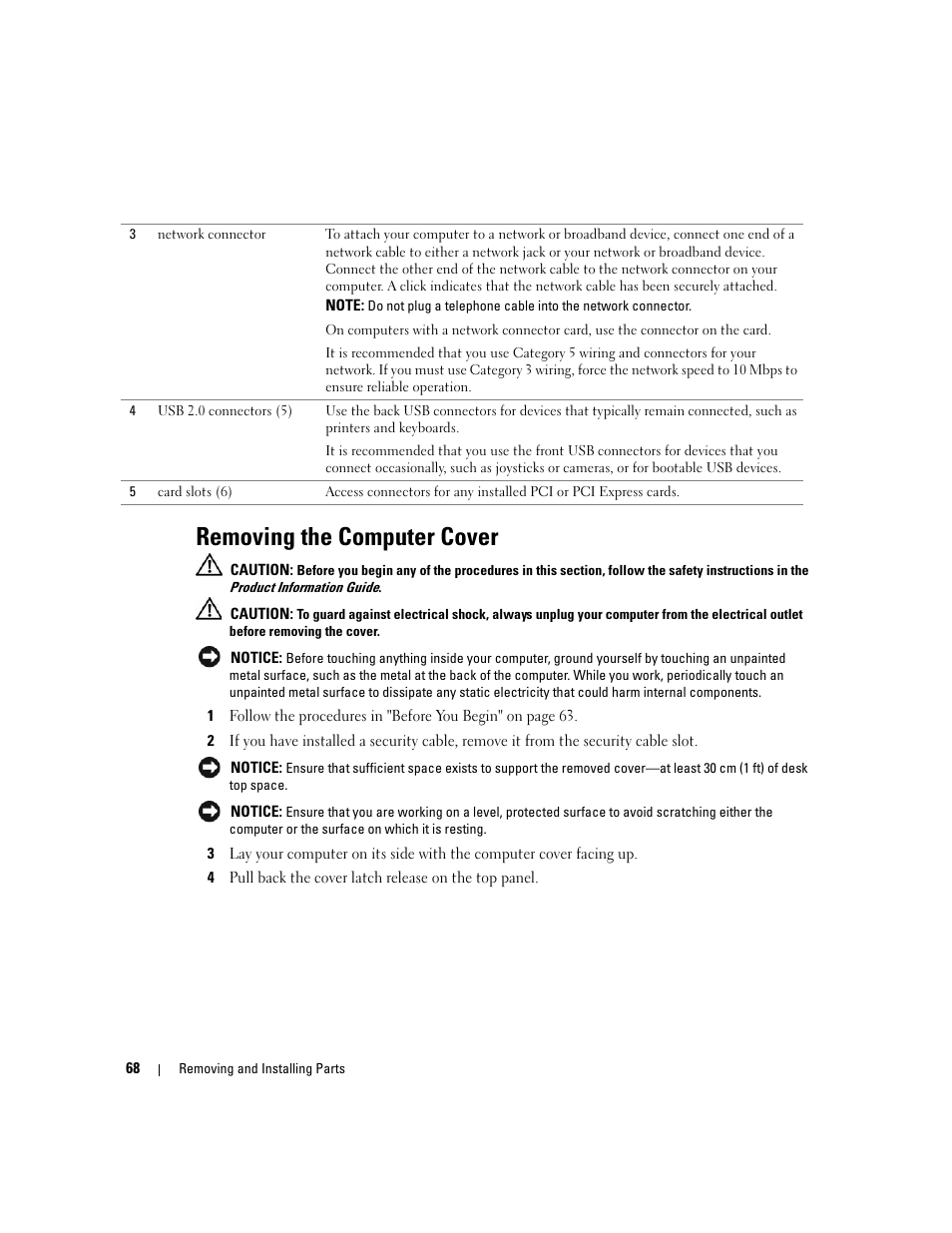 Removing the computer cover | Dell Dimension 9150/XPS 400 User Manual | Page 68 / 148