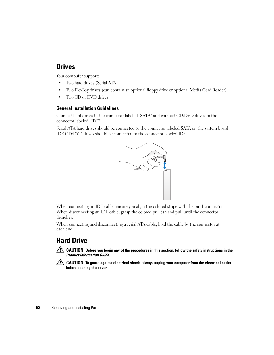 Drives, General installation guidelines, Hard drive | Dell Dimension 9150/XPS 400 User Manual | Page 92 / 148