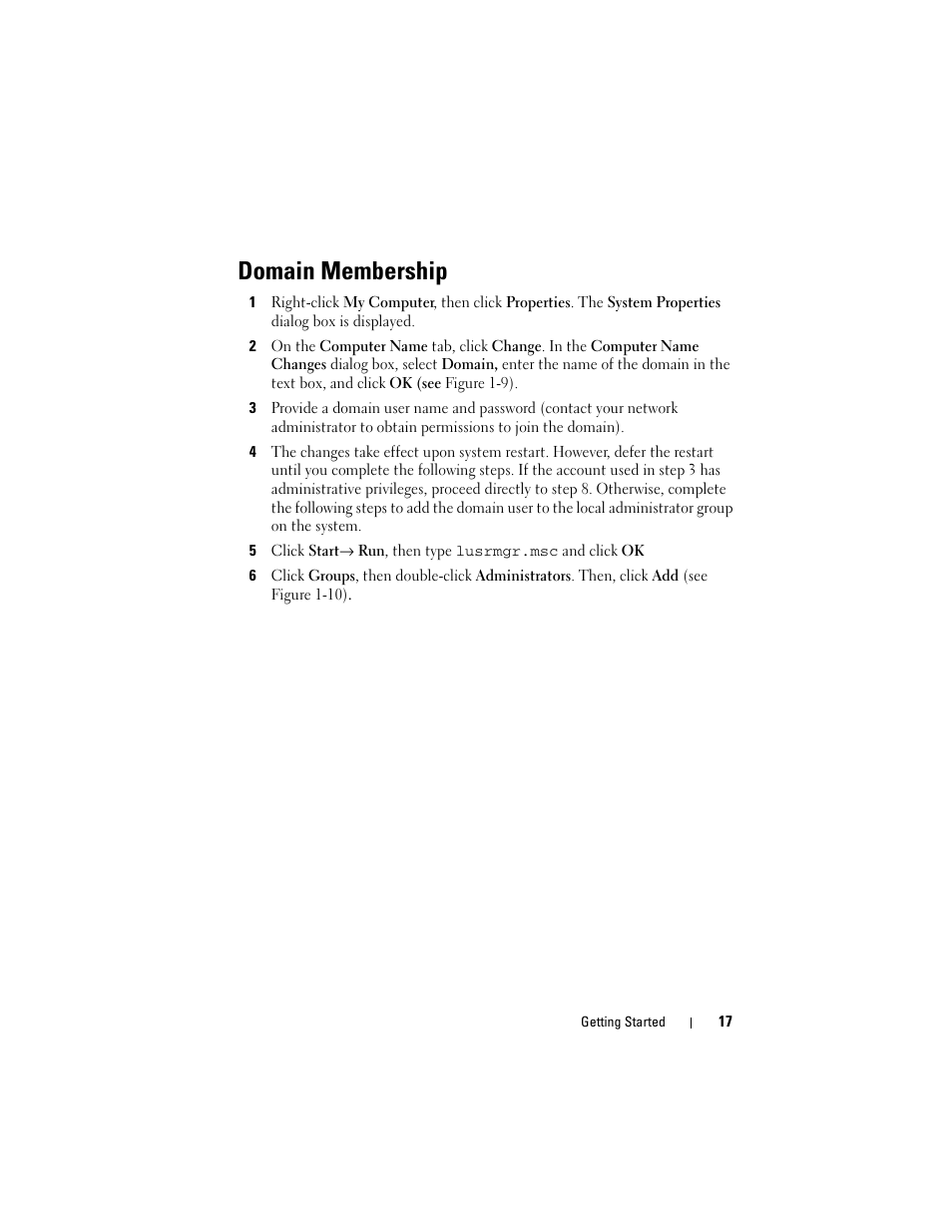 Domain membership | Dell PowerVault DP500 User Manual | Page 17 / 52