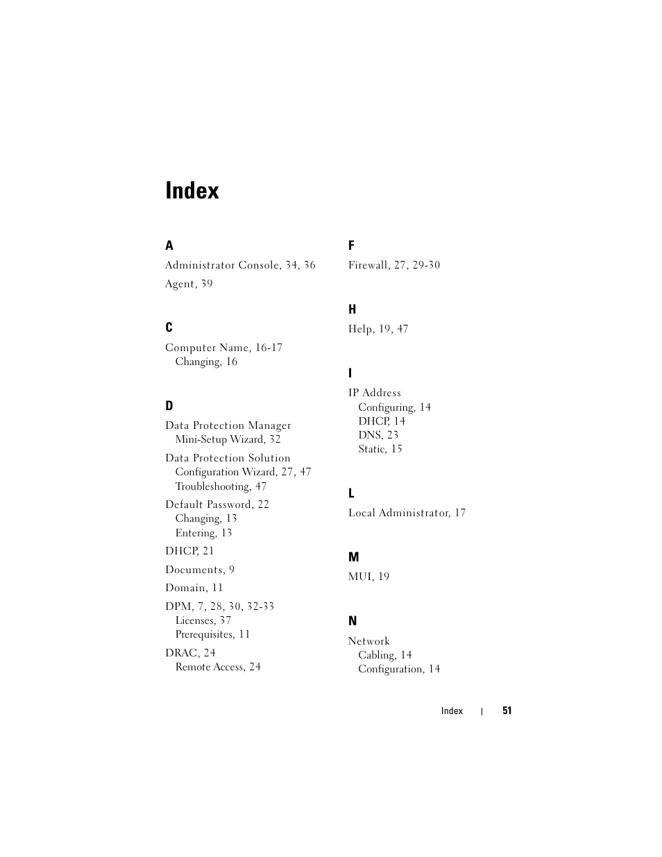 Index | Dell PowerVault DP500 User Manual | Page 51 / 52