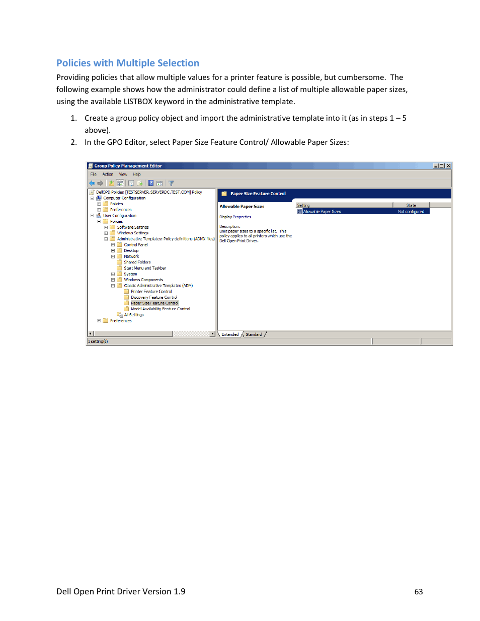 Policies with multiple selection | Dell Open Print Driver User Manual | Page 63 / 76
