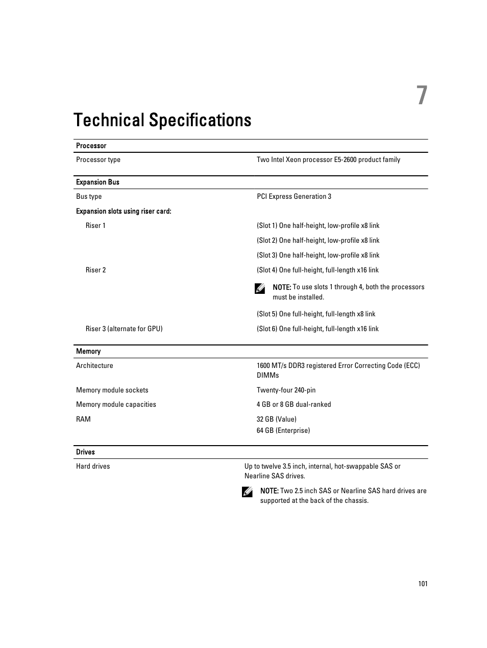 Technical specifications, 7 technical specifications | Dell Powervault DL2300 User Manual | Page 101 / 121