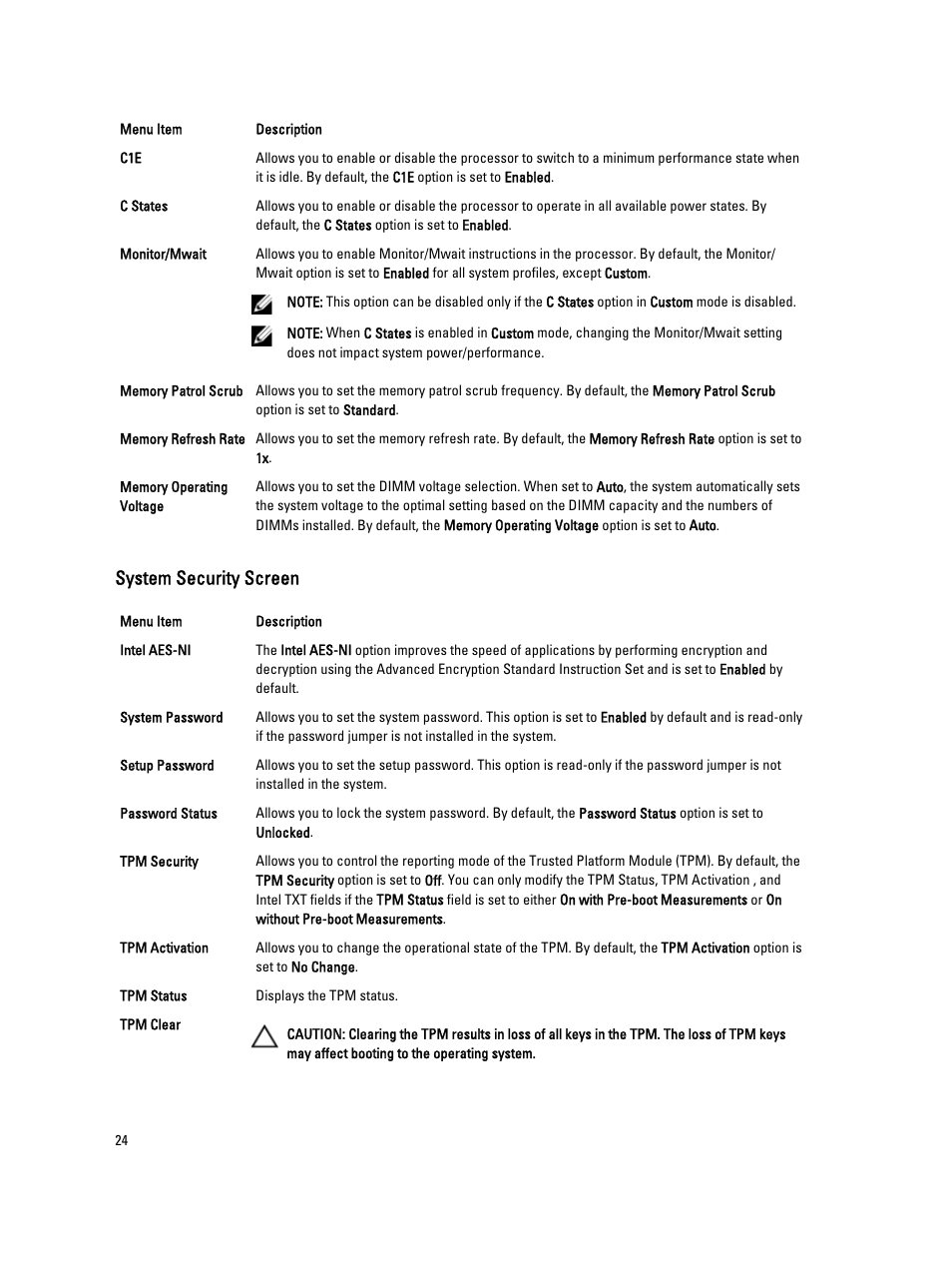 System security screen | Dell Powervault DL2300 User Manual | Page 24 / 121
