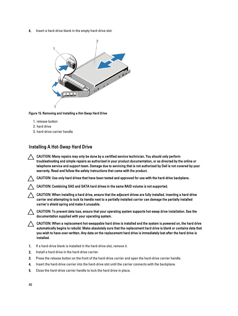 Installing a hot-swap hard drive | Dell Powervault DL2300 User Manual | Page 40 / 121