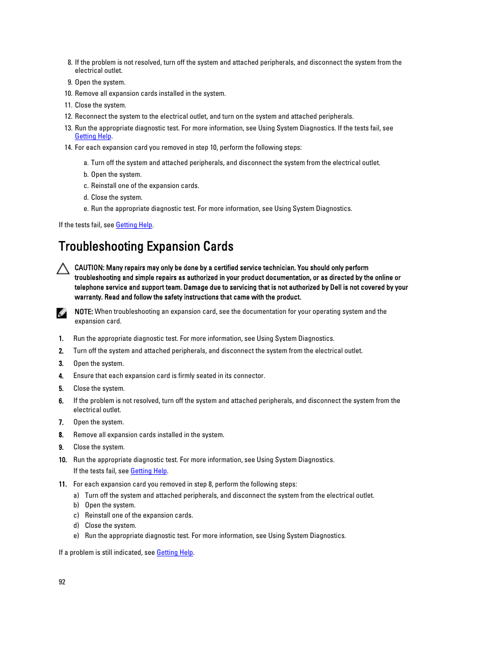Troubleshooting expansion cards | Dell Powervault DL2300 User Manual | Page 92 / 121