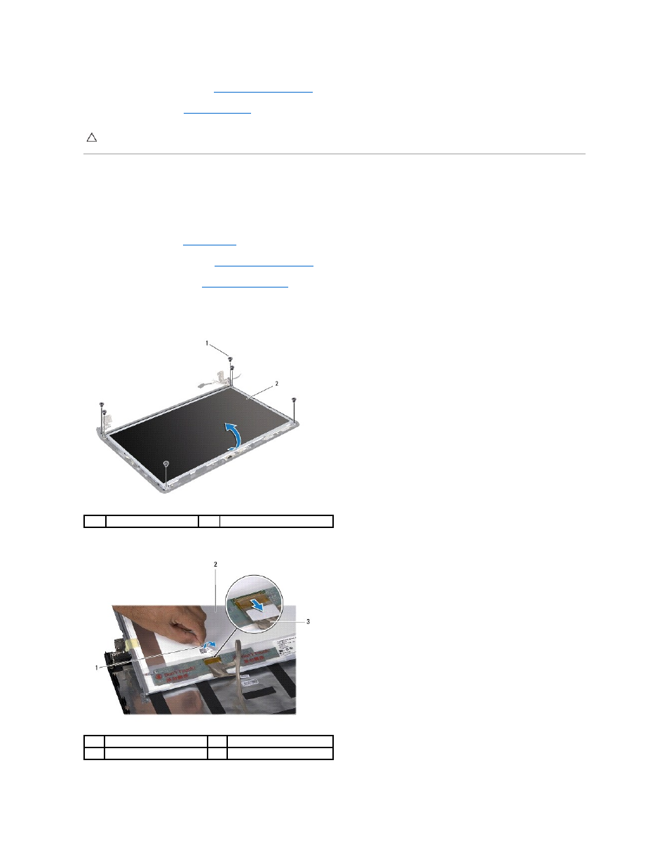 Display panel, Removing the display panel | Dell Inspiron 15 (1564, Early 2010) User Manual | Page 22 / 57