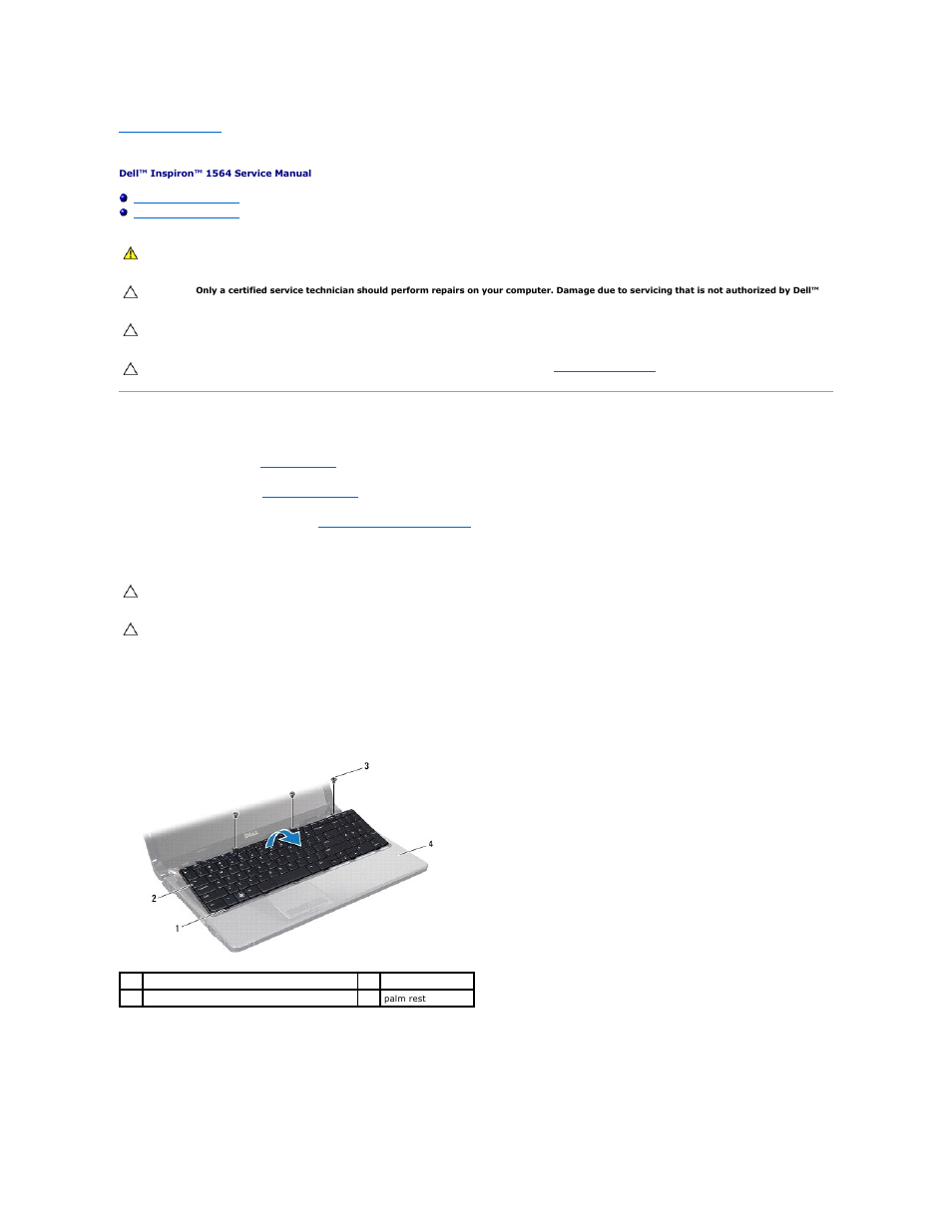 Keyboard, Removing the keyboard | Dell Inspiron 15 (1564, Early 2010) User Manual | Page 30 / 57