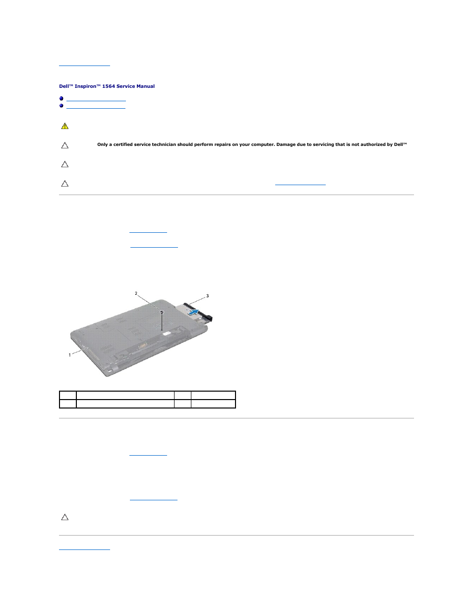 Optical drive, Removing the optical drive, Replacing the optical drive | Dell Inspiron 15 (1564, Early 2010) User Manual | Page 42 / 57