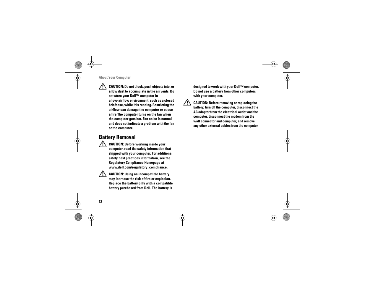 Battery removal | Dell Vostro A860 (Late 2008) User Manual | Page 12 / 76