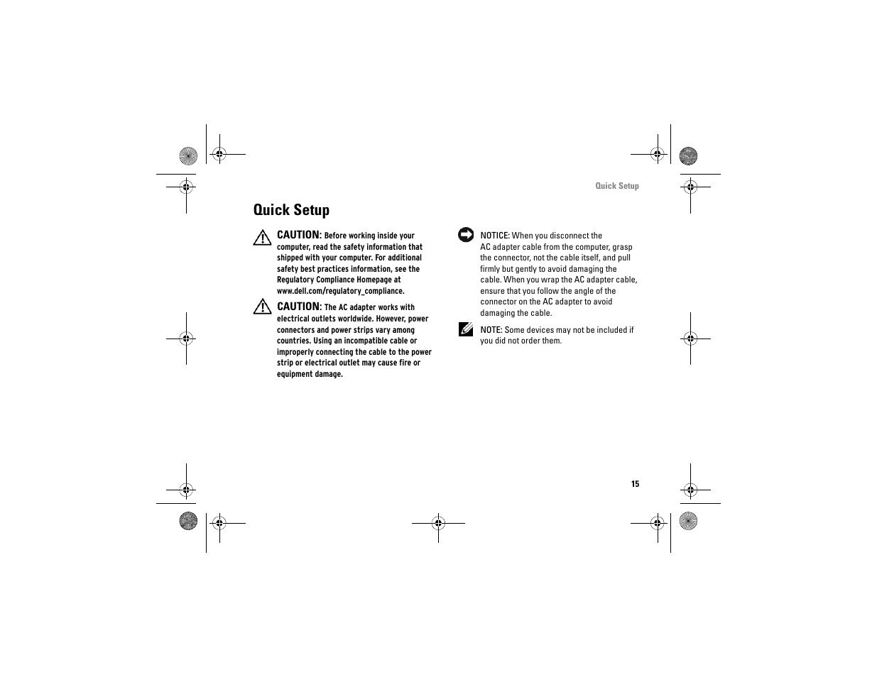 Quick setup | Dell Vostro A860 (Late 2008) User Manual | Page 15 / 76