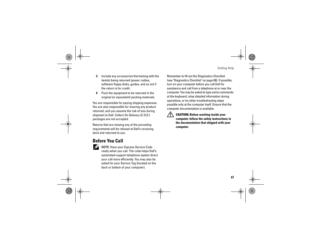 Before you call | Dell Vostro A860 (Late 2008) User Manual | Page 67 / 76