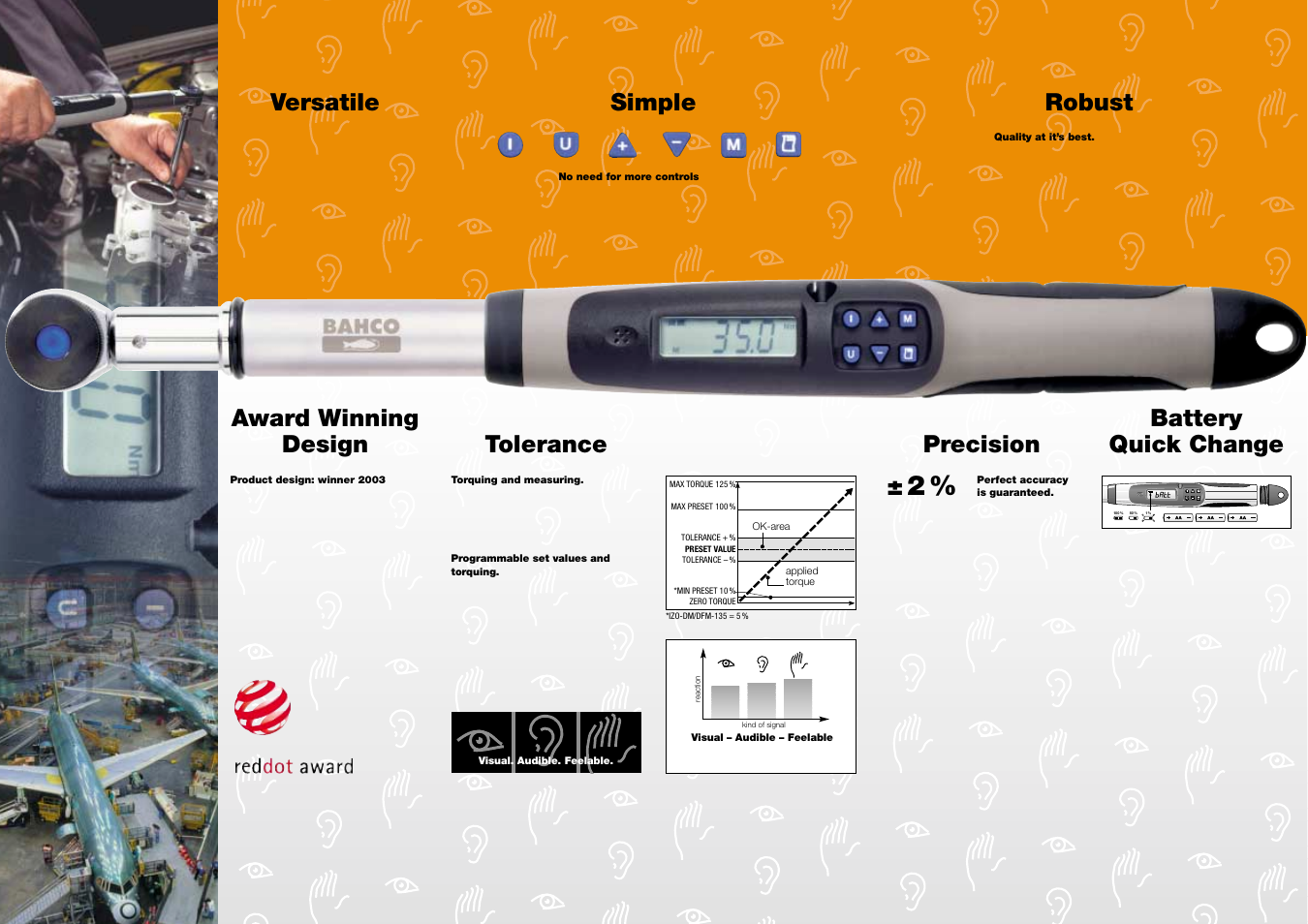Award winning design versatile, Simple tolerance, Precision battery quick change | Robust | Bahco IZO-DFM User Manual | Page 2 / 6