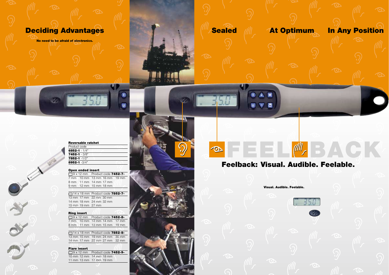 Feel back, Deciding advantages, Sealed | At optimum, Feelback: visual. audible. feelable | Bahco IZO-DFM User Manual | Page 3 / 6