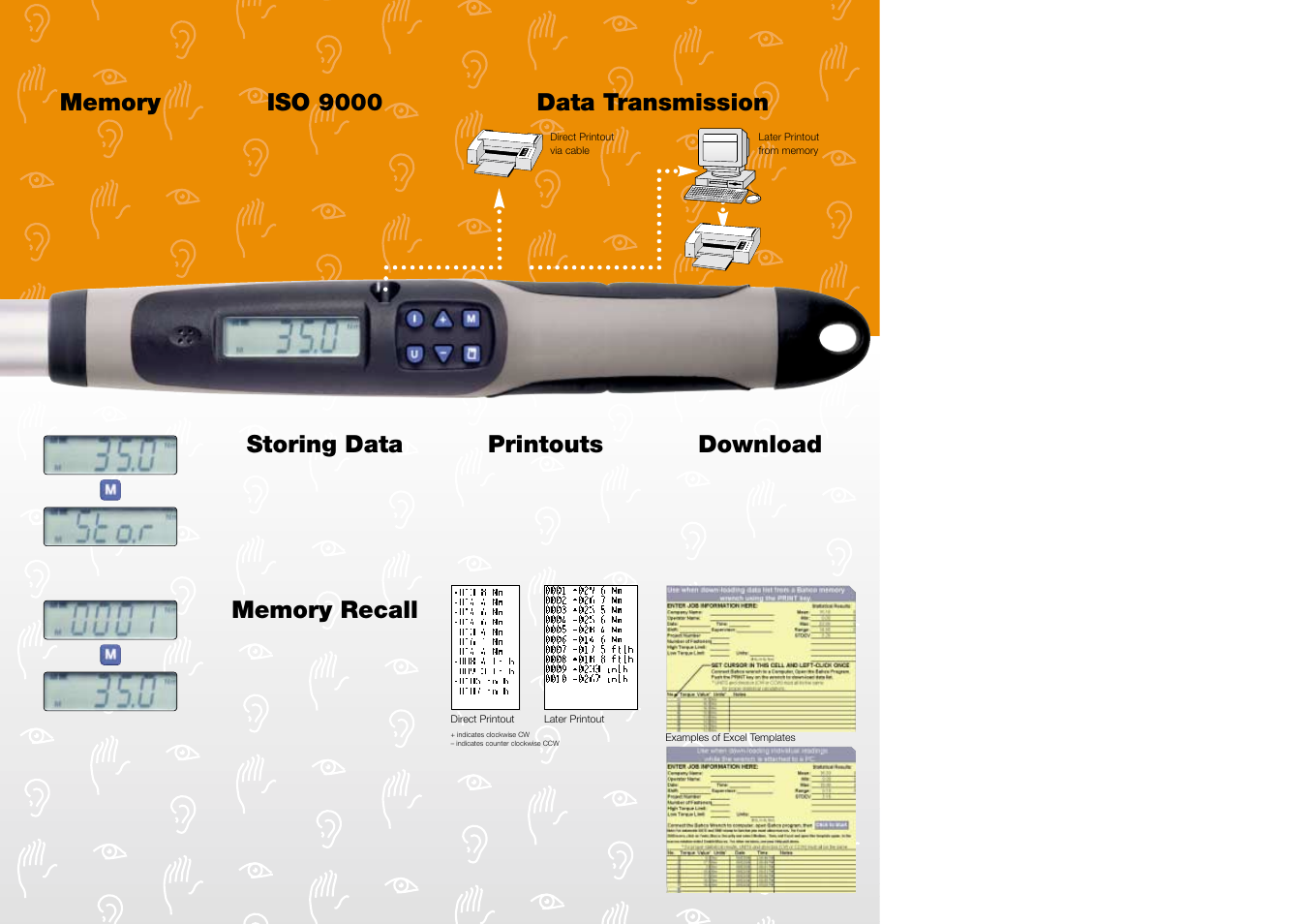 Storing data, Printouts, Data transmission | Download | Bahco IZO-DFM User Manual | Page 4 / 6