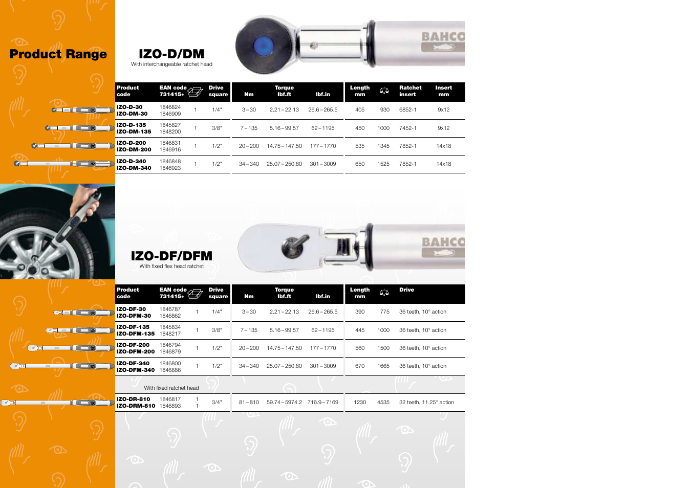 Izo-d/dm, Izo-df/dfm, Product range | Bahco IZO-DFM User Manual | Page 6 / 6