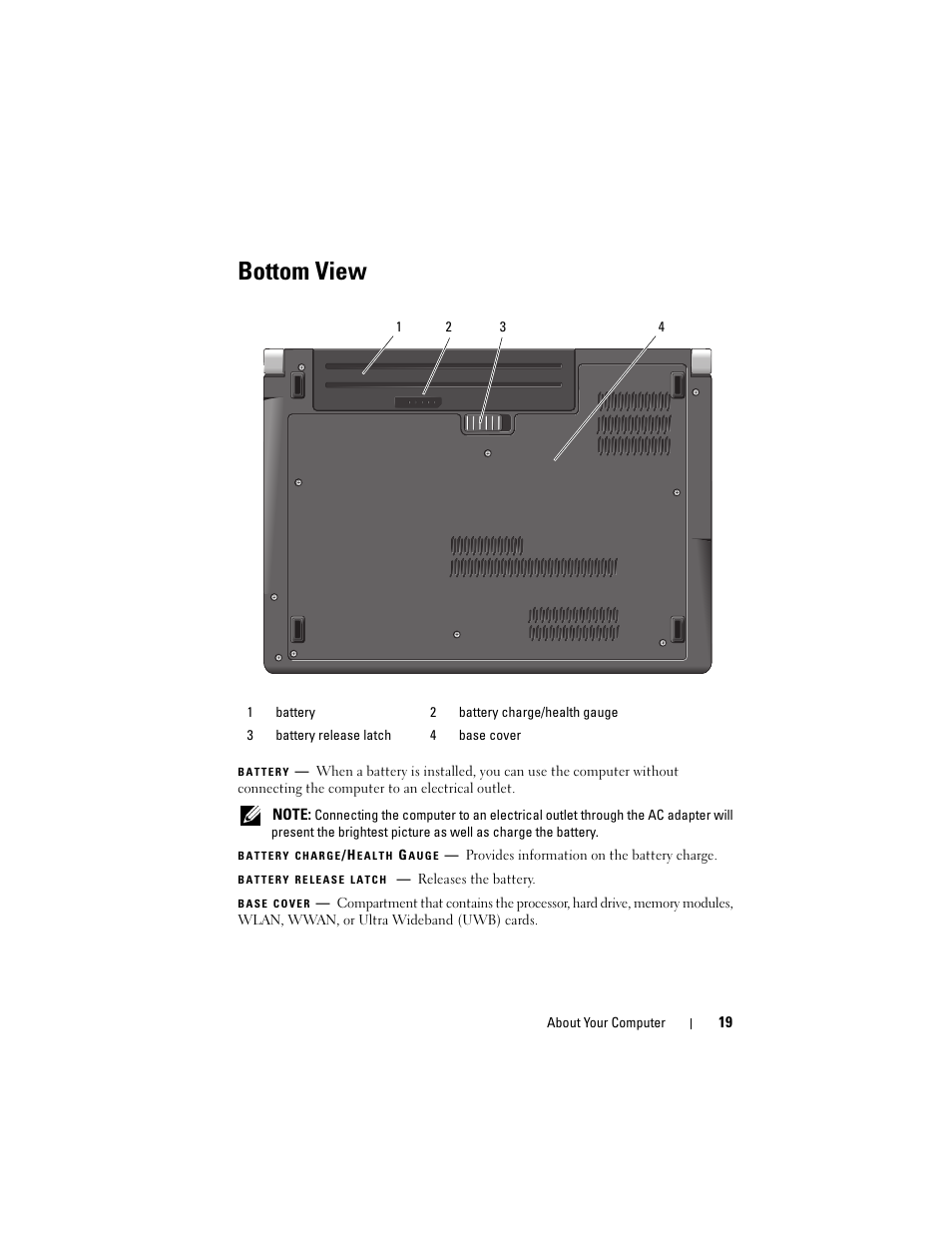 Bottom view | Dell Studio 1535 (Mid 2008) User Manual | Page 19 / 64