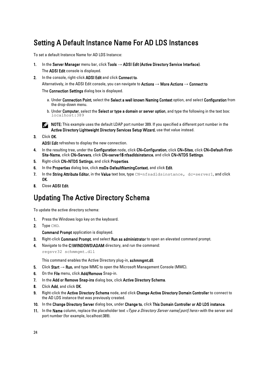 Updating the active directory schema | Dell PowerVault NX3300 User Manual | Page 24 / 34