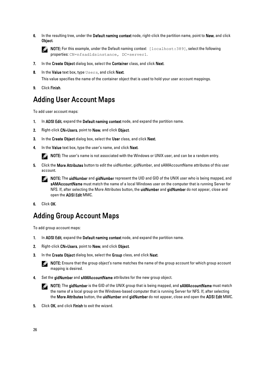 Adding user account maps, Adding group account maps | Dell PowerVault NX3300 User Manual | Page 26 / 34