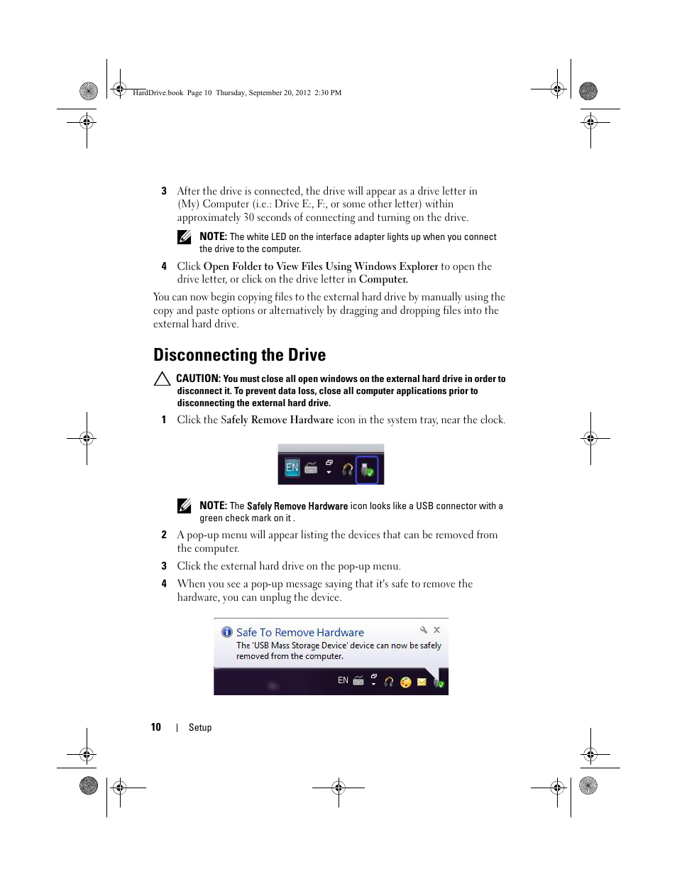 Disconnecting the drive | Dell 500GB Portable External Hard Drive USB 3.0 User Manual | Page 10 / 16