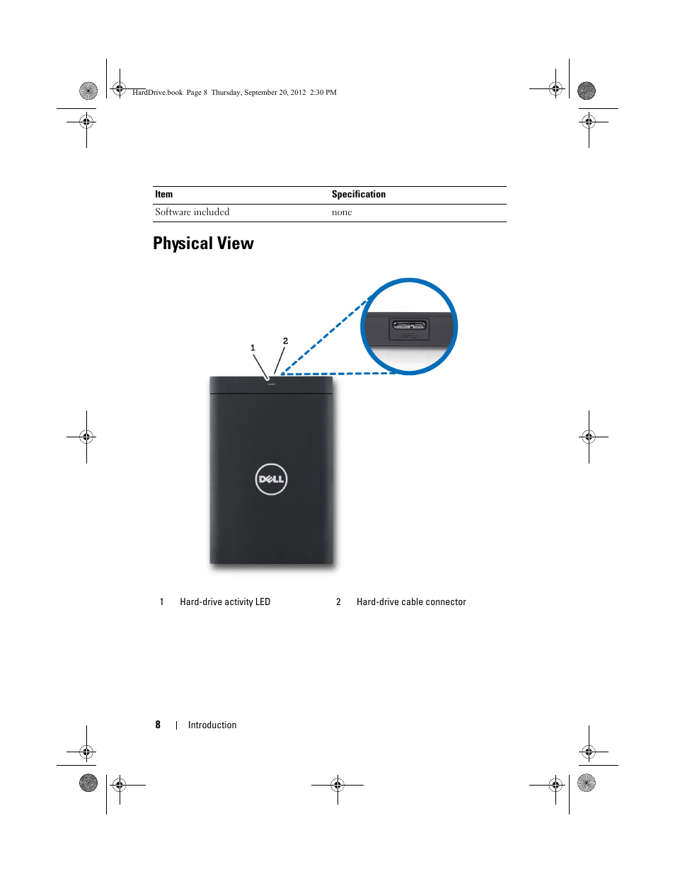 Physical view | Dell 500GB Portable External Hard Drive USB 3.0 User Manual | Page 8 / 16