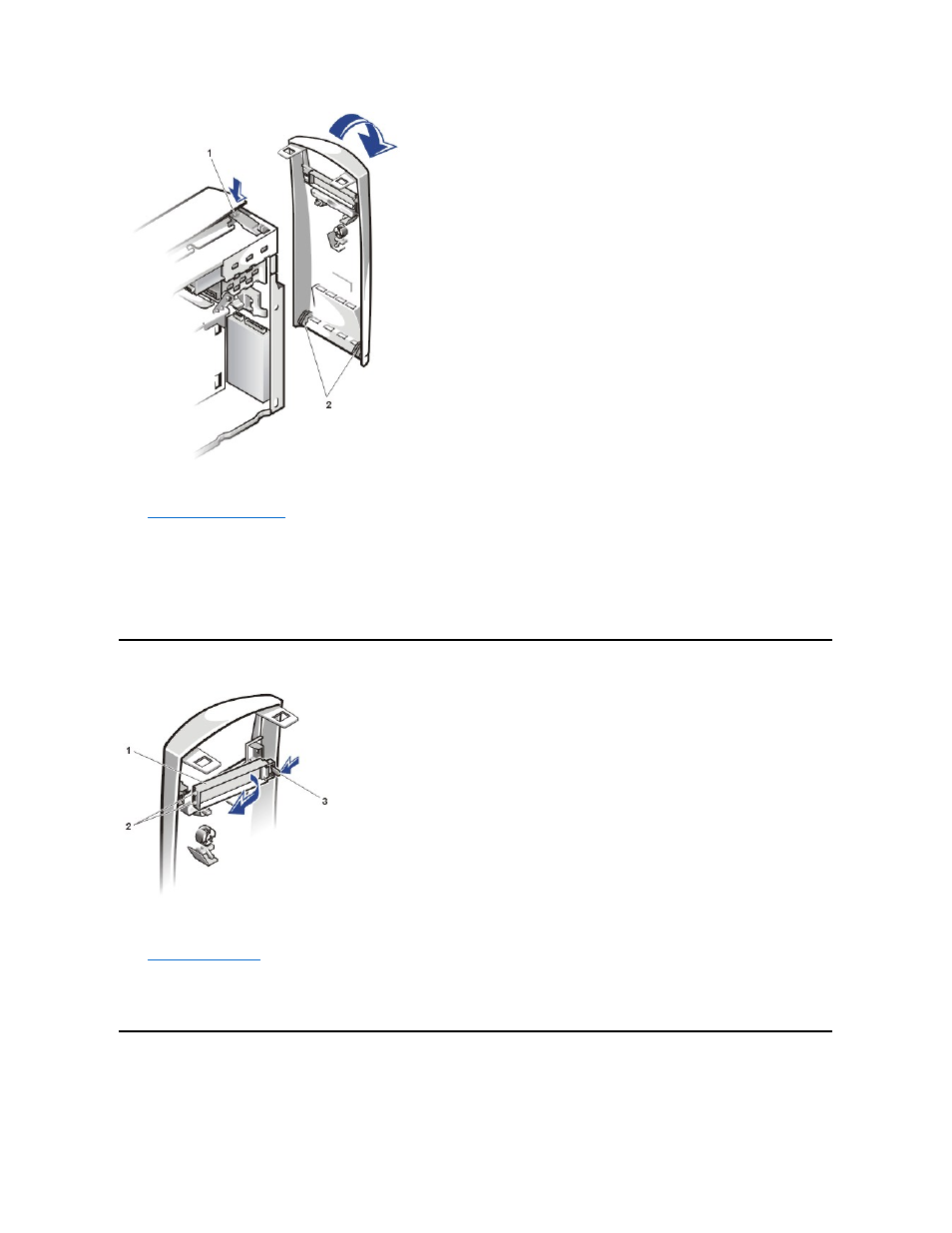 Inch front panel insert, Upper 3.5-inch drive | Dell Dimension 2100 User Manual | Page 17 / 44