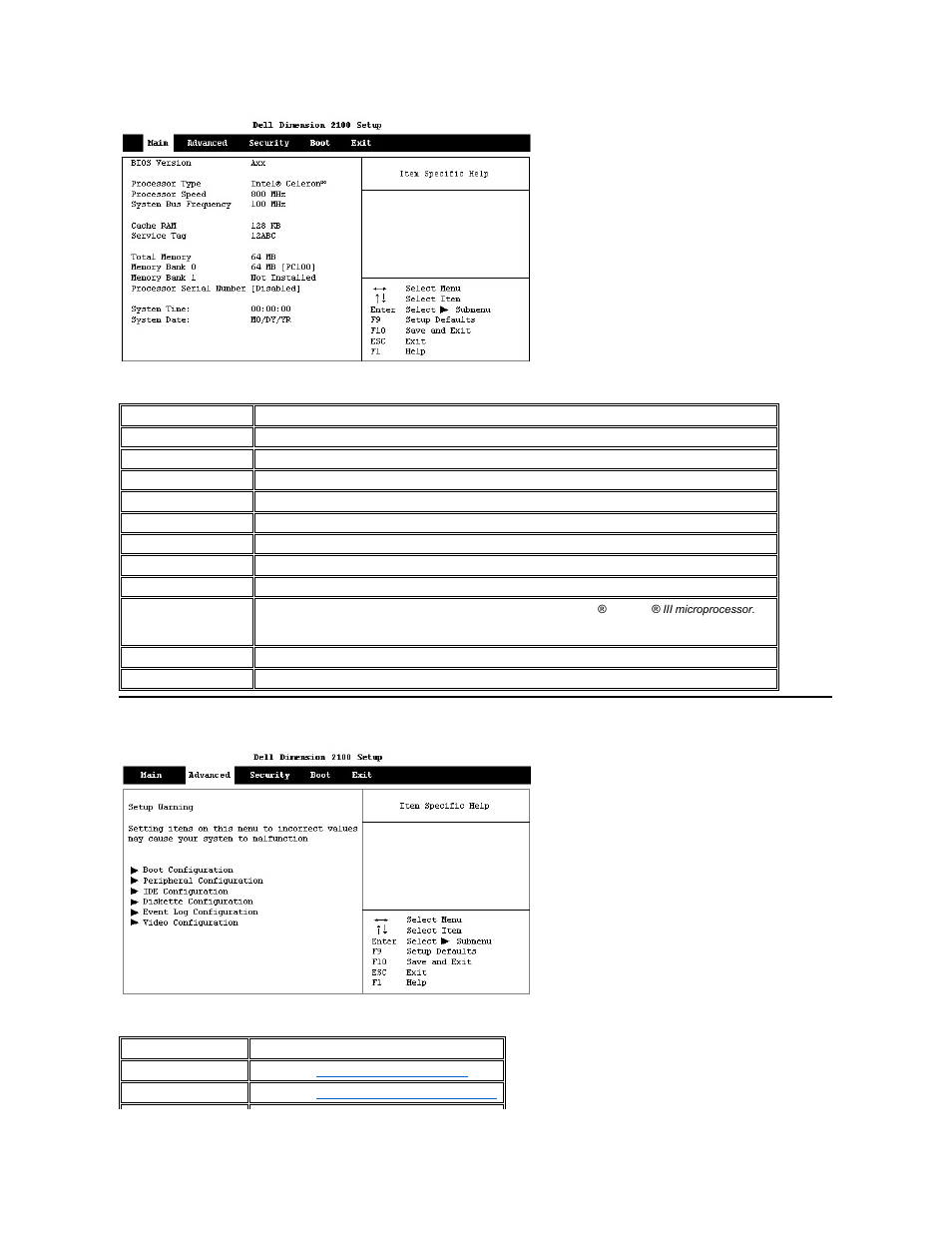 Advanced screen | Dell Dimension 2100 User Manual | Page 32 / 44