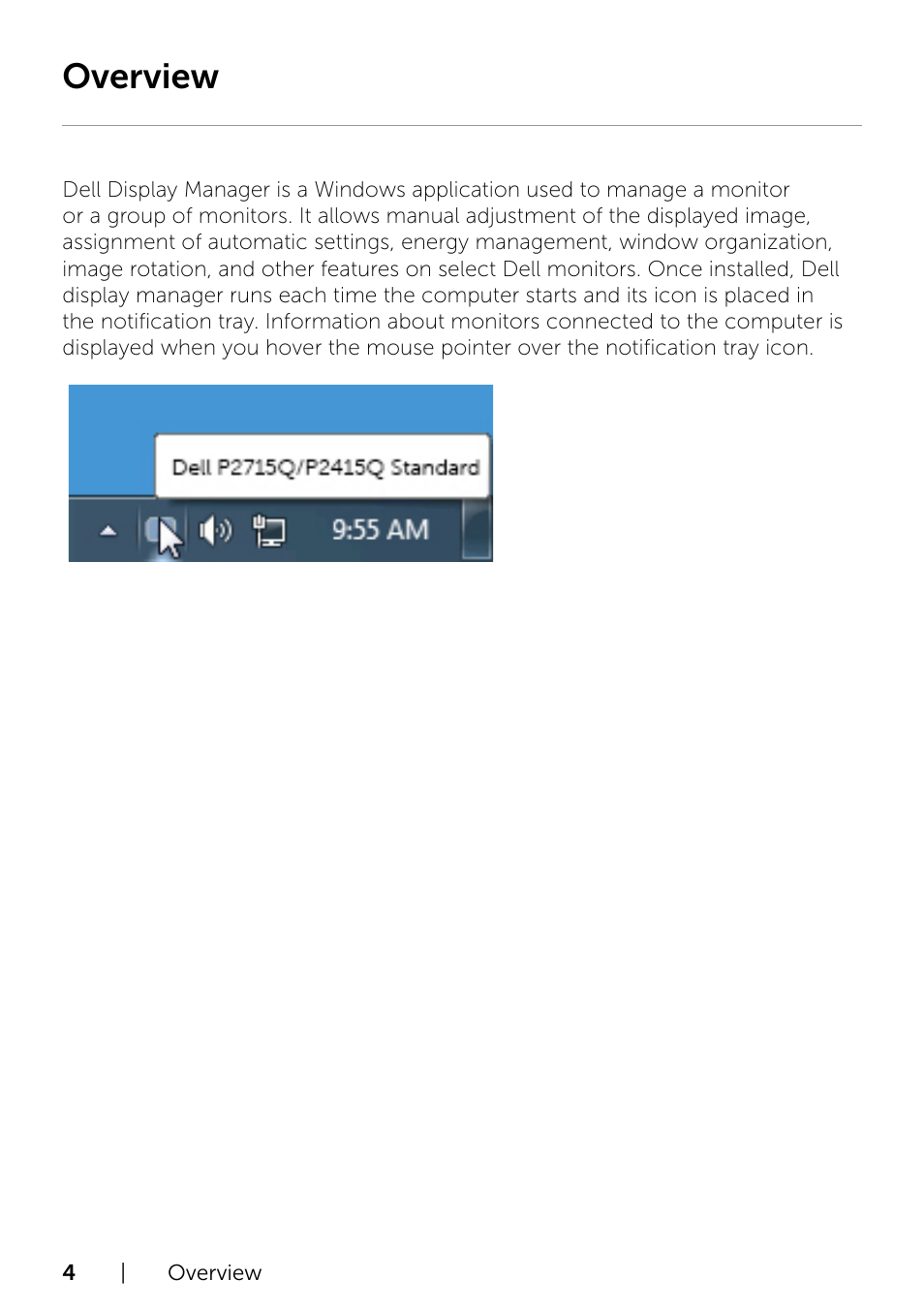 Overview | Dell P2715Q Monitor User Manual | Page 4 / 10
