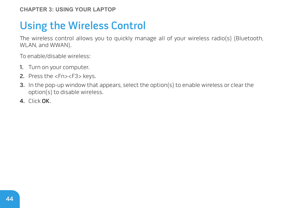 Using the wireless control | Dell Alienware M11x R3 (Early 2011) User Manual | Page 46 / 118
