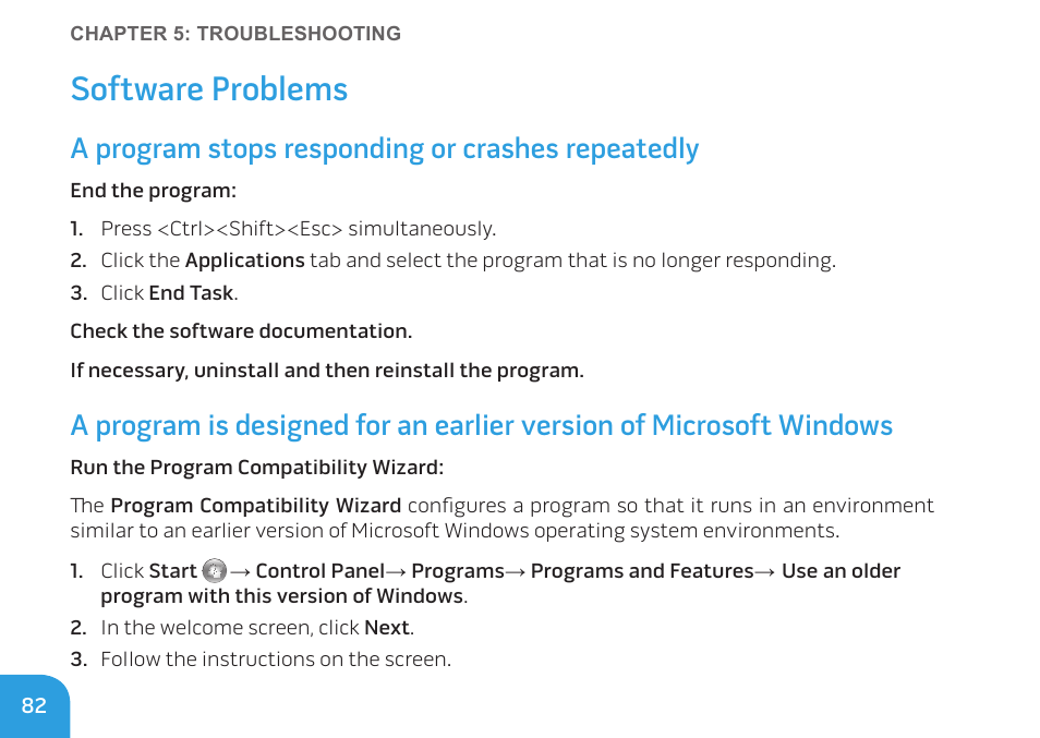 Software problems, A program stops responding or crashes repeatedly | Dell Alienware M11x R3 (Early 2011) User Manual | Page 84 / 118