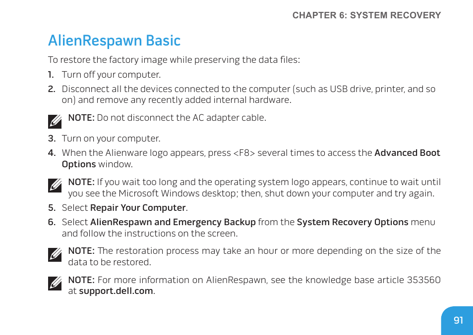 Alienrespawn basic | Dell Alienware M11x R3 (Early 2011) User Manual | Page 93 / 118