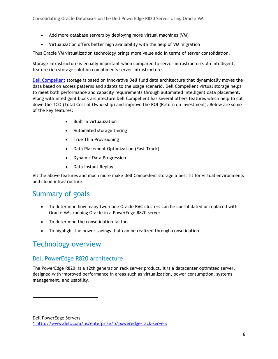 Technology overview, Dell poweredge r820 architecture, Summary of goals | Dell PowerEdge R820 User Manual | Page 6 / 21