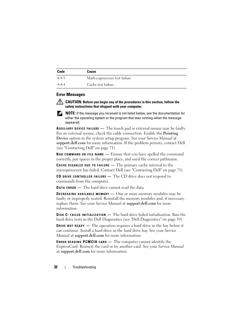 Error messages | Dell Precision R5400 (Mid 2008) User Manual | Page 32 / 76